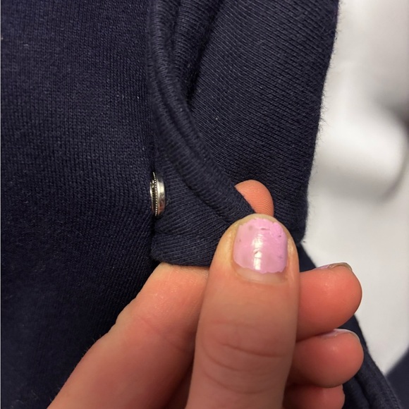 100% Cotton LuLaRoe Navy Bomber Jacket with Silver Zipper and Snap Buttons - Picture 4 of 8